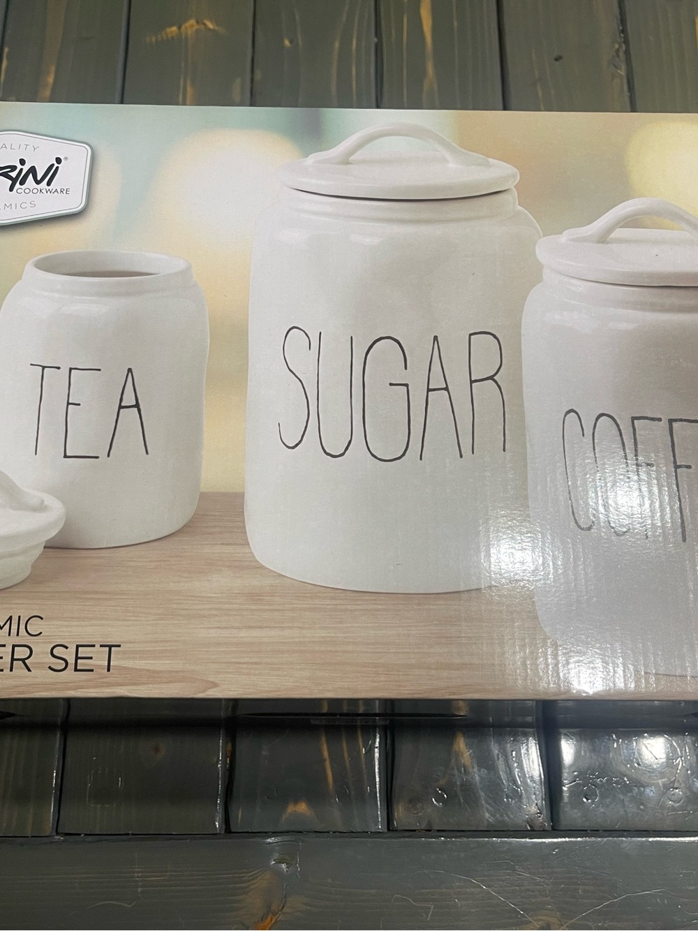 White Ceramic Tea, Sugar & Coffee Canister Set - Classic Countertop Storage